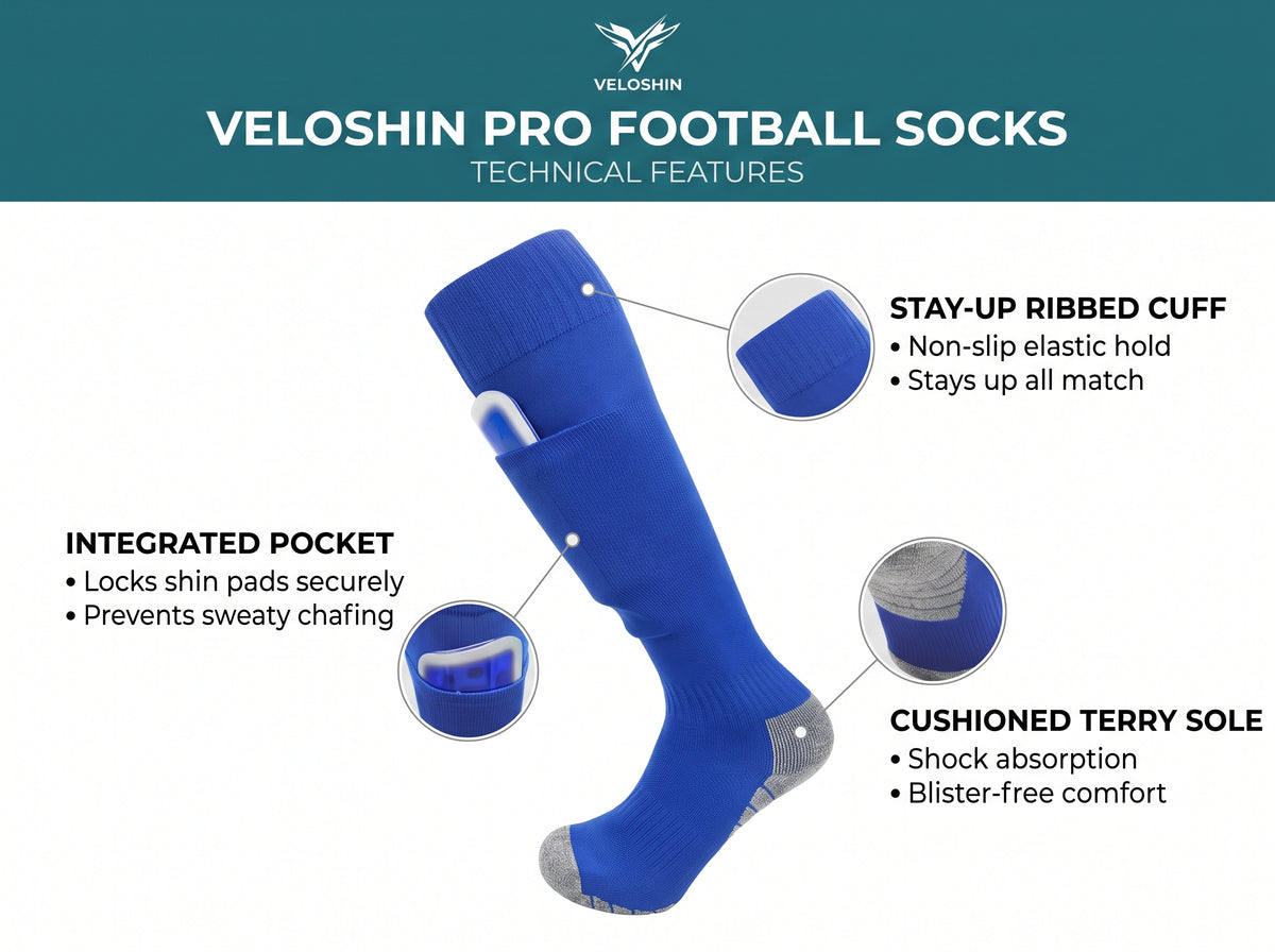 Veloshin™ Pro Football Shin Pad Socks with Pocket